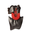Red Woven Rafia Tassel Earrings 